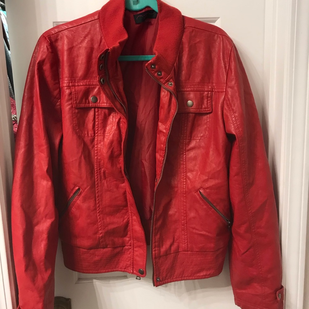 Red leather jacket